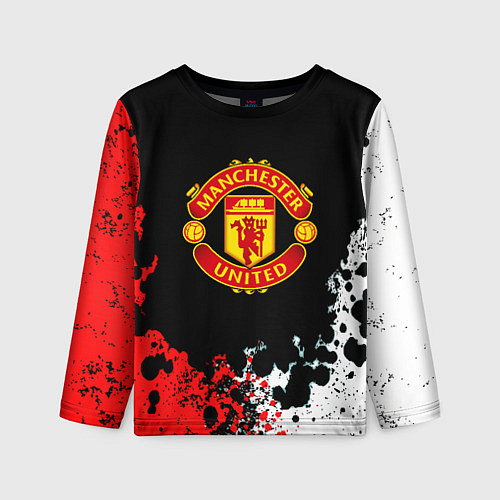 Детский лонгслив Манчестер Юнайтед краски абстрактные / 3D-принт – фото 1