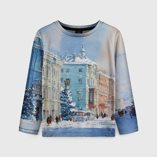 Детский лонгслив Зимний Питер / 3D-принт – фото 1