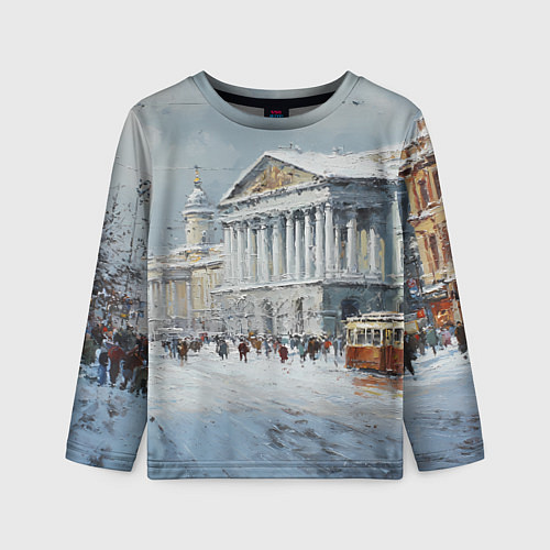 Детский лонгслив Зимний Питер красками / 3D-принт – фото 1