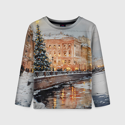 Детский лонгслив Новогодняя елка в Питере / 3D-принт – фото 1