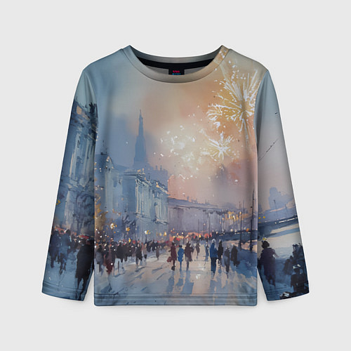 Детский лонгслив Новогодняя Питерская атмосфера / 3D-принт – фото 1
