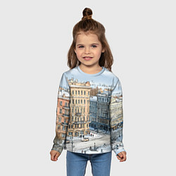 Лонгслив детский Зимняя улица Питера, цвет: 3D-принт — фото 2