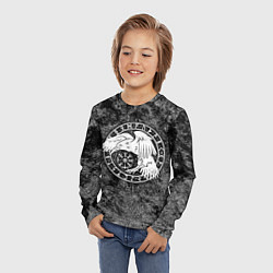 Лонгслив детский Ворон в круге рун и компас вегвизир, цвет: 3D-принт — фото 2