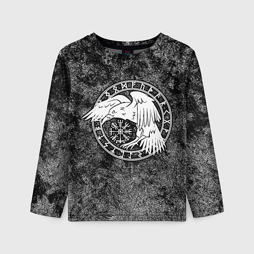 Детский лонгслив Ворон в круге рун и компас вегвизир / 3D-принт – фото 1