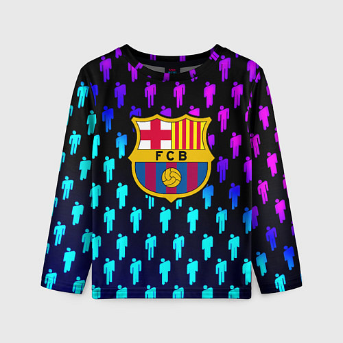 Детский лонгслив Barcelona люди градиент неон / 3D-принт – фото 1