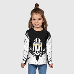Лонгслив детский Ювентус краски всплеск текстура, цвет: 3D-принт — фото 2