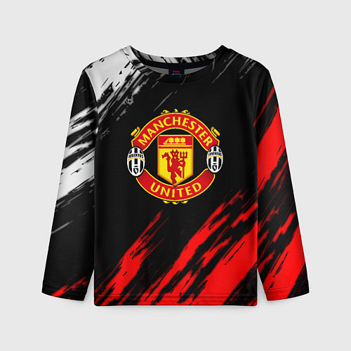 Детский лонгслив Манчестер Юнайтед x Ювентус краски / 3D-принт – фото 1