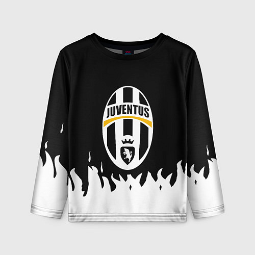 Детский лонгслив Ювентус белый огонь текстура / 3D-принт – фото 1