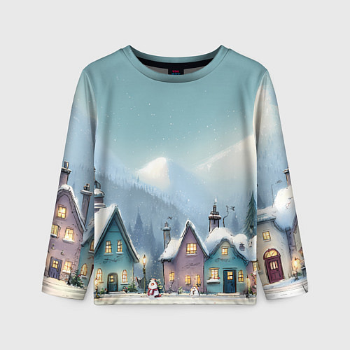 Детский лонгслив Новогодние дома / 3D-принт – фото 1