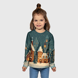 Лонгслив детский Сказочный Новогодний городок, цвет: 3D-принт — фото 2