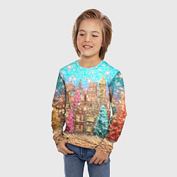 Лонгслив детский Новогодний город в блестках, цвет: 3D-принт — фото 2