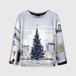 Лонгслив детский Новый год минимализм, цвет: 3D-принт
