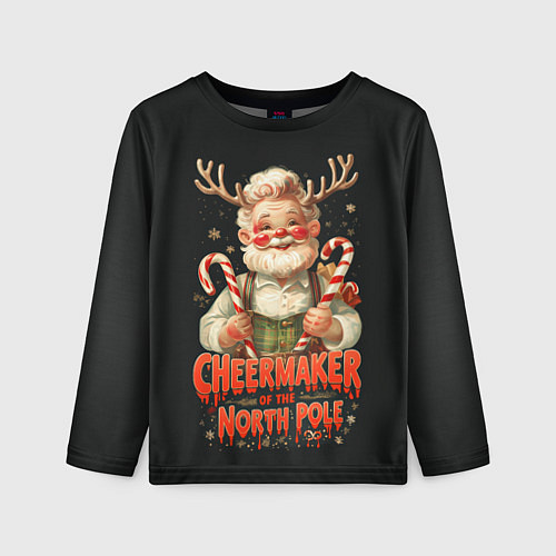 Детский лонгслив Санта с рогами оленя / 3D-принт – фото 1