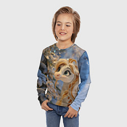 Лонгслив детский Новогодняя лошадка в крапинку, цвет: 3D-принт — фото 2