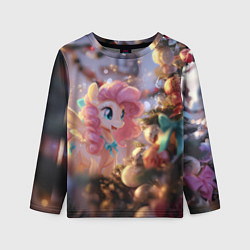 Детский лонгслив Милая новогодняя лошадка с крыльями