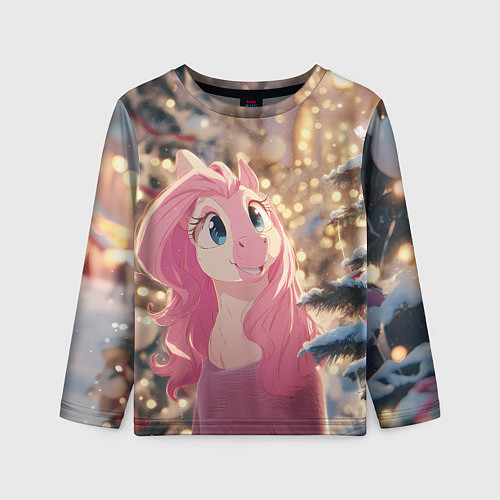 Детский лонгслив Удивленная лошадка - Новый год / 3D-принт – фото 1