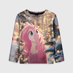 Детский лонгслив Удивленная лошадка - Новый год