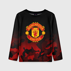 Лонгслив детский Манчестер Юнайтед камуфляж текстура, цвет: 3D-принт