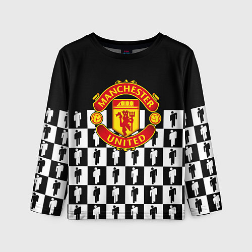 Детский лонгслив Манчестер Юнайтед люди паттерн / 3D-принт – фото 1