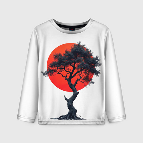 Детский лонгслив Японское дерево и солнце / 3D-принт – фото 1