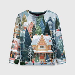 Лонгслив детский Новогодний елочный двор, цвет: 3D-принт