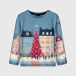 Лонгслив детский Новогоднее гуляние у красной елки, цвет: 3D-принт