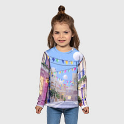 Лонгслив детский Предновогодний праздничный дворик, цвет: 3D-принт — фото 2