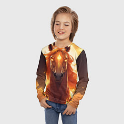 Лонгслив детский Огненная лошадь в свечении, цвет: 3D-принт — фото 2