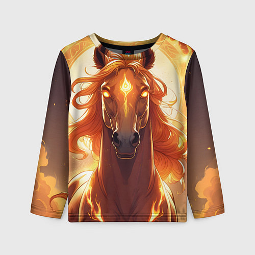 Детский лонгслив Огненная лошадь в свечении / 3D-принт – фото 1