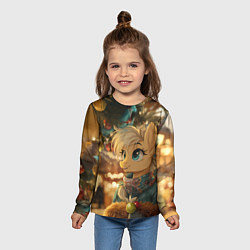 Лонгслив детский Милая лошадка под елочкой, цвет: 3D-принт — фото 2