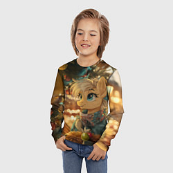 Лонгслив детский Милая лошадка под елочкой, цвет: 3D-принт — фото 2