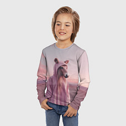 Лонгслив детский Лошадка в худи, цвет: 3D-принт — фото 2