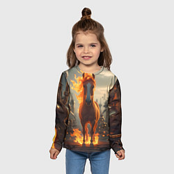 Лонгслив детский Огненная лошадь в стиле стимпанк, цвет: 3D-принт — фото 2