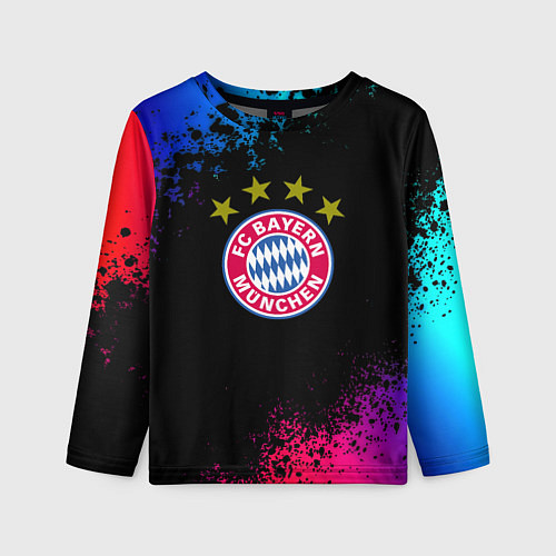 Детский лонгслив Бавария Мюнхен краски неон градиент / 3D-принт – фото 1