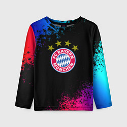 Лонгслив детский Бавария Мюнхен краски неон градиент, цвет: 3D-принт