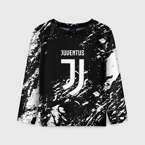 Детский лонгслив Juventus белые штрихи красок / 3D-принт – фото 1