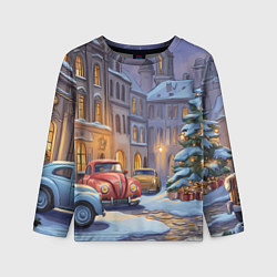 Детский лонгслив Новогодний снежный двор