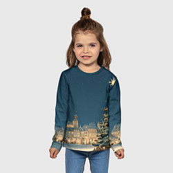 Лонгслив детский Новогодняя атмосфера в городе, цвет: 3D-принт — фото 2