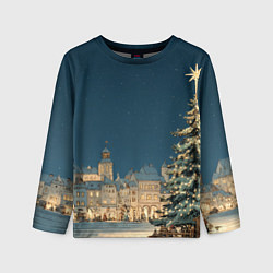 Лонгслив детский Новогодняя атмосфера в городе, цвет: 3D-принт