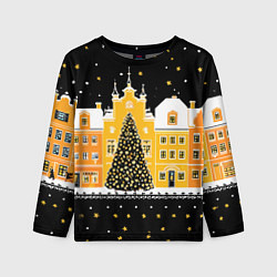 Лонгслив детский Новогодняя ночь в городе, цвет: 3D-принт