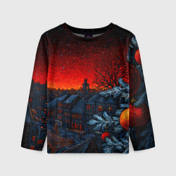 Лонгслив детский Новый год в ночном городе, цвет: 3D-принт