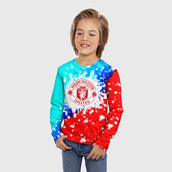 Лонгслив детский Манчестер Юнайтед неон, цвет: 3D-принт — фото 2