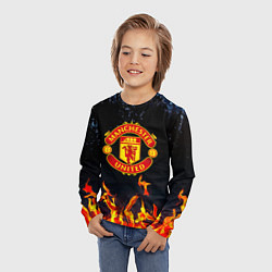 Лонгслив детский Манчестер Юнайтед лёд и огонь, цвет: 3D-принт — фото 2