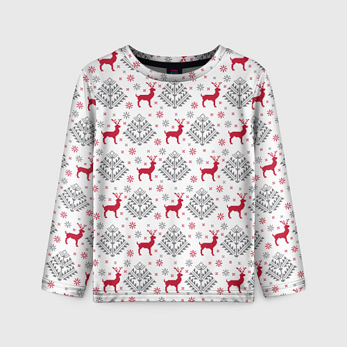Детский лонгслив Олени среди елей / 3D-принт – фото 1