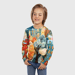 Лонгслив детский Разноцветные новогодние домики, цвет: 3D-принт — фото 2