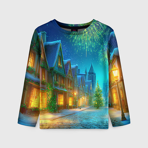 Детский лонгслив Праздничный новогодний салют / 3D-принт – фото 1