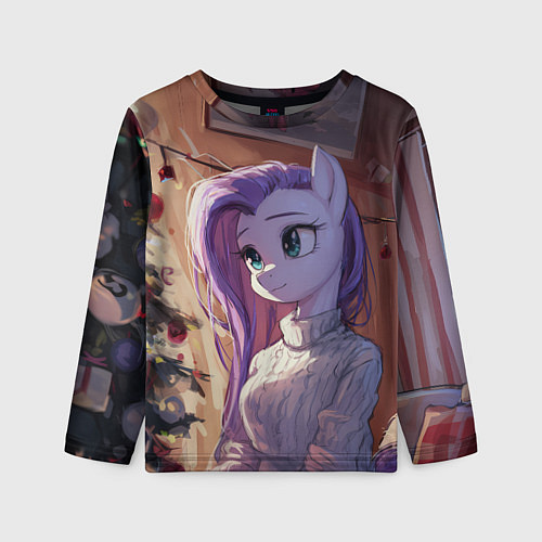 Детский лонгслив Анимешная лошадка - Новый год / 3D-принт – фото 1