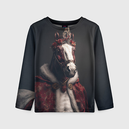 Детский лонгслив Лошадь в новогоднем костюме / 3D-принт – фото 1