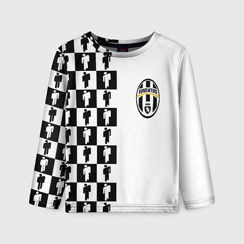 Детский лонгслив Ювентус паттерн люди / 3D-принт – фото 1