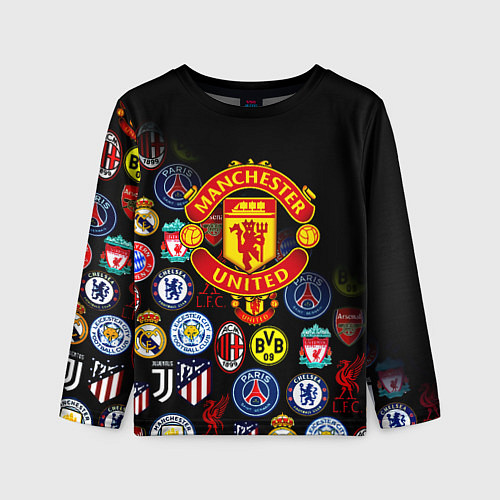 Детский лонгслив Манчестер логотипы команд / 3D-принт – фото 1